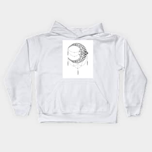 Crescent Moon  Zentangle Style Kids Hoodie